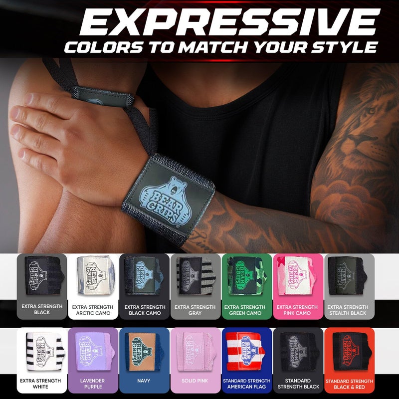 Bear Grips Wrist Wraps for Weightlifting | Weight Lifting Wrist Straps for Weightlifting | Extra Strength Gym Wrist Wraps | Two Wrist Wrap Per Pack | 12â€ & 18â€ | Lifting for Men & Women - Image 5